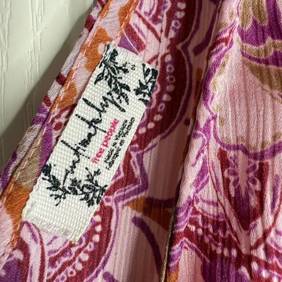 Free People Weekend In Montauk Tank In Blush Women S Boho Floral Lightweight‎ - Picture 3 of 5